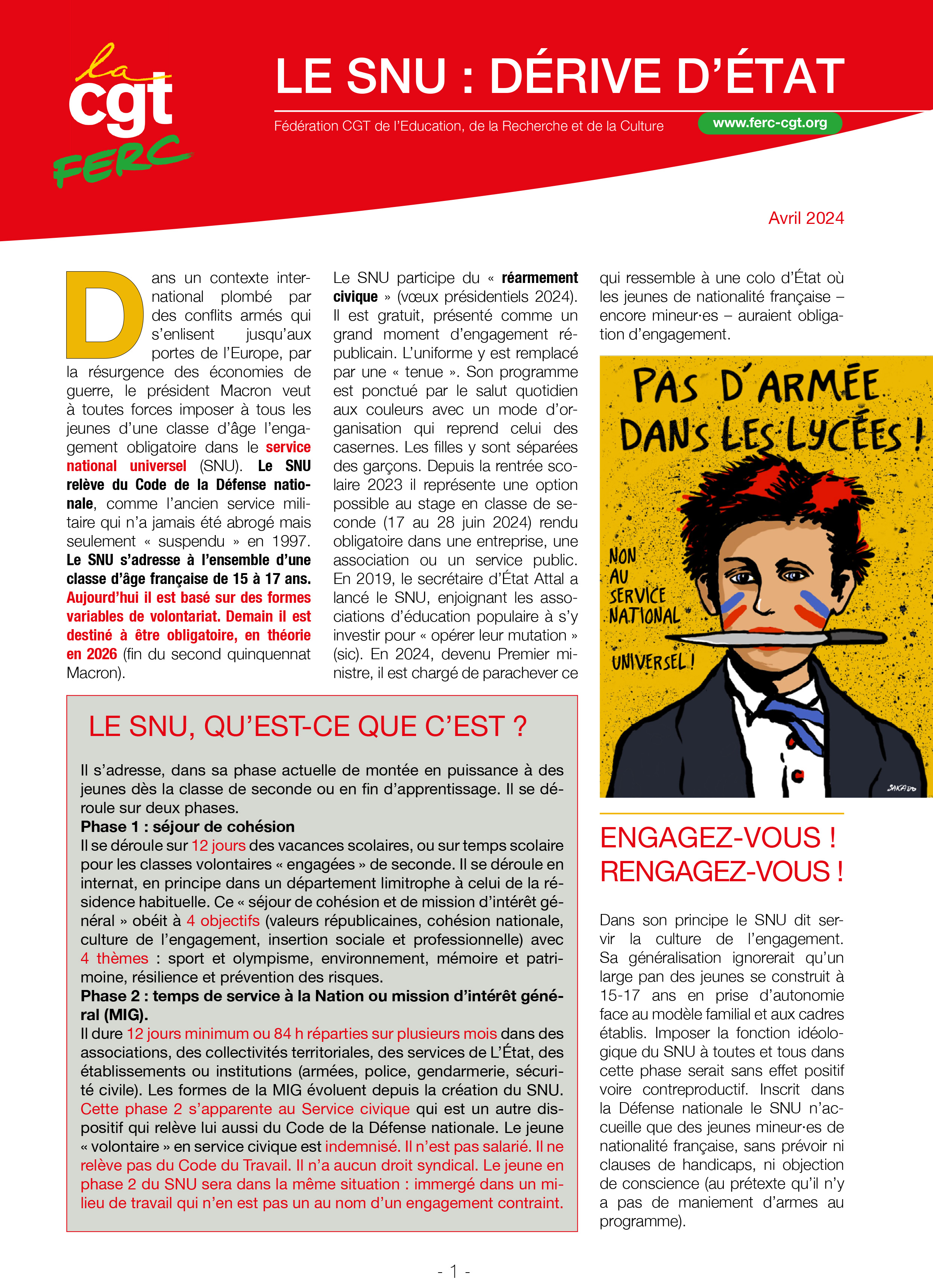 logo Le SNU, dérive d'Etat